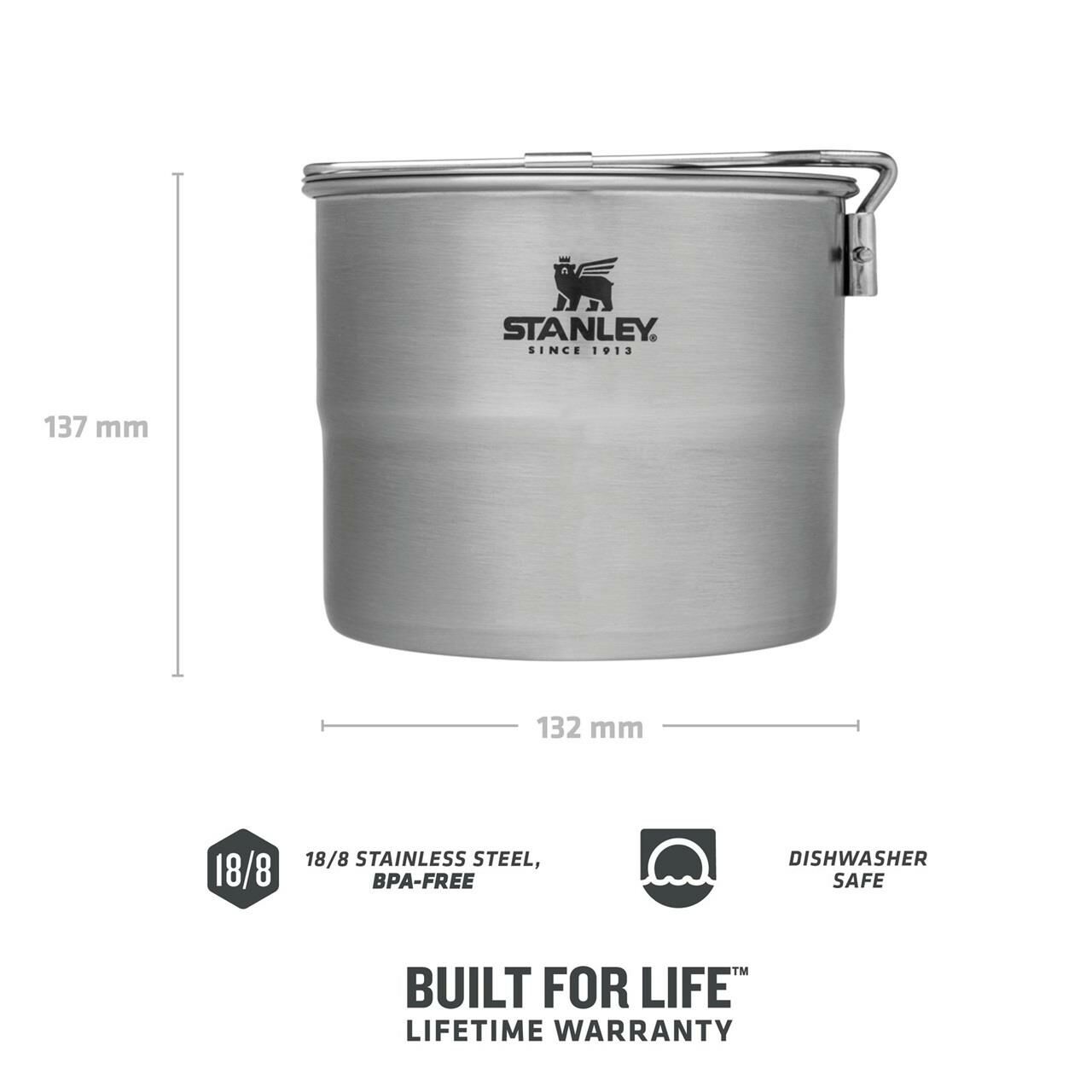 Stanley 1.0L Stainless Steel Cook Set For Two - 6 Parça Çelik Kamp Yemek Seti