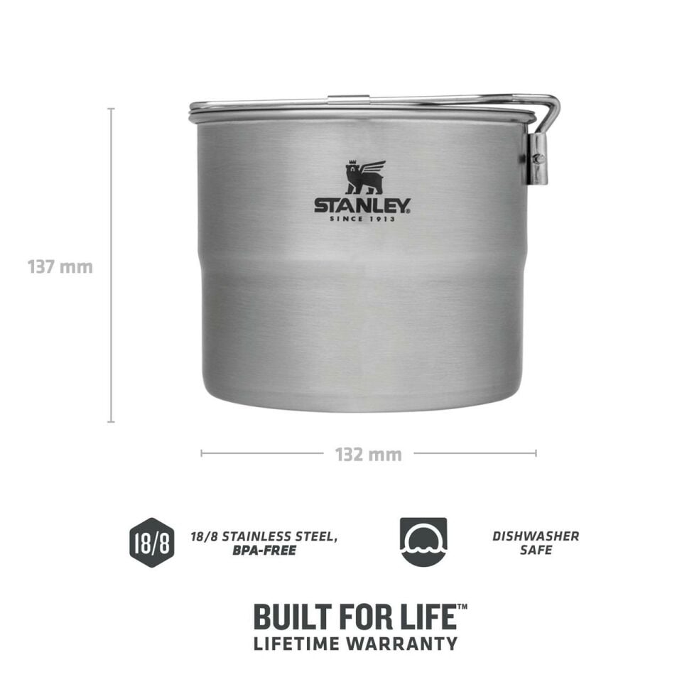 Stanley 1.0L Stainless Steel Cook Set For Two - 6 Parça Çelik Kamp Yemek Seti