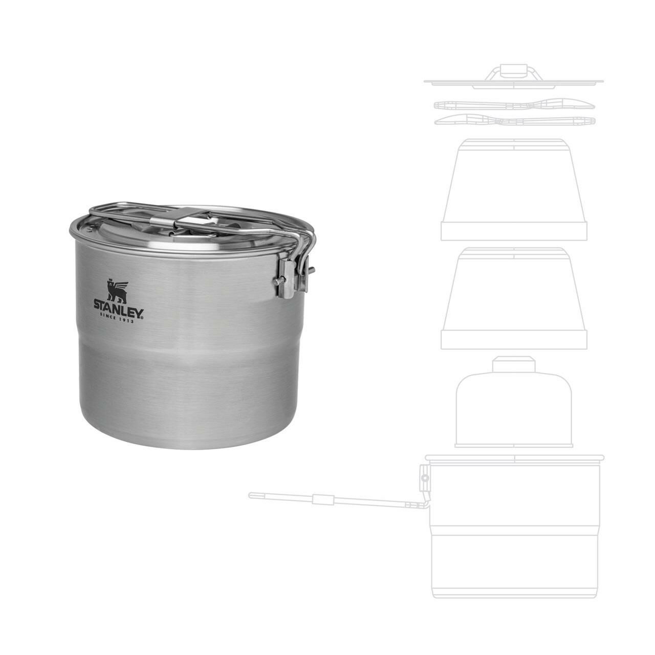 Stanley 1.0L Stainless Steel Cook Set For Two - 6 Parça Çelik Kamp Yemek Seti