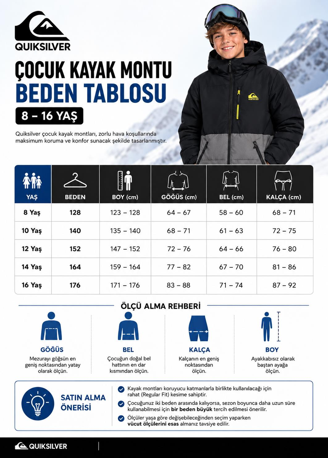 Quiksilver Sycamore Youth 8-16 Yaş Çocuk Kayak/Snowboard Montu-EQBTJ03252